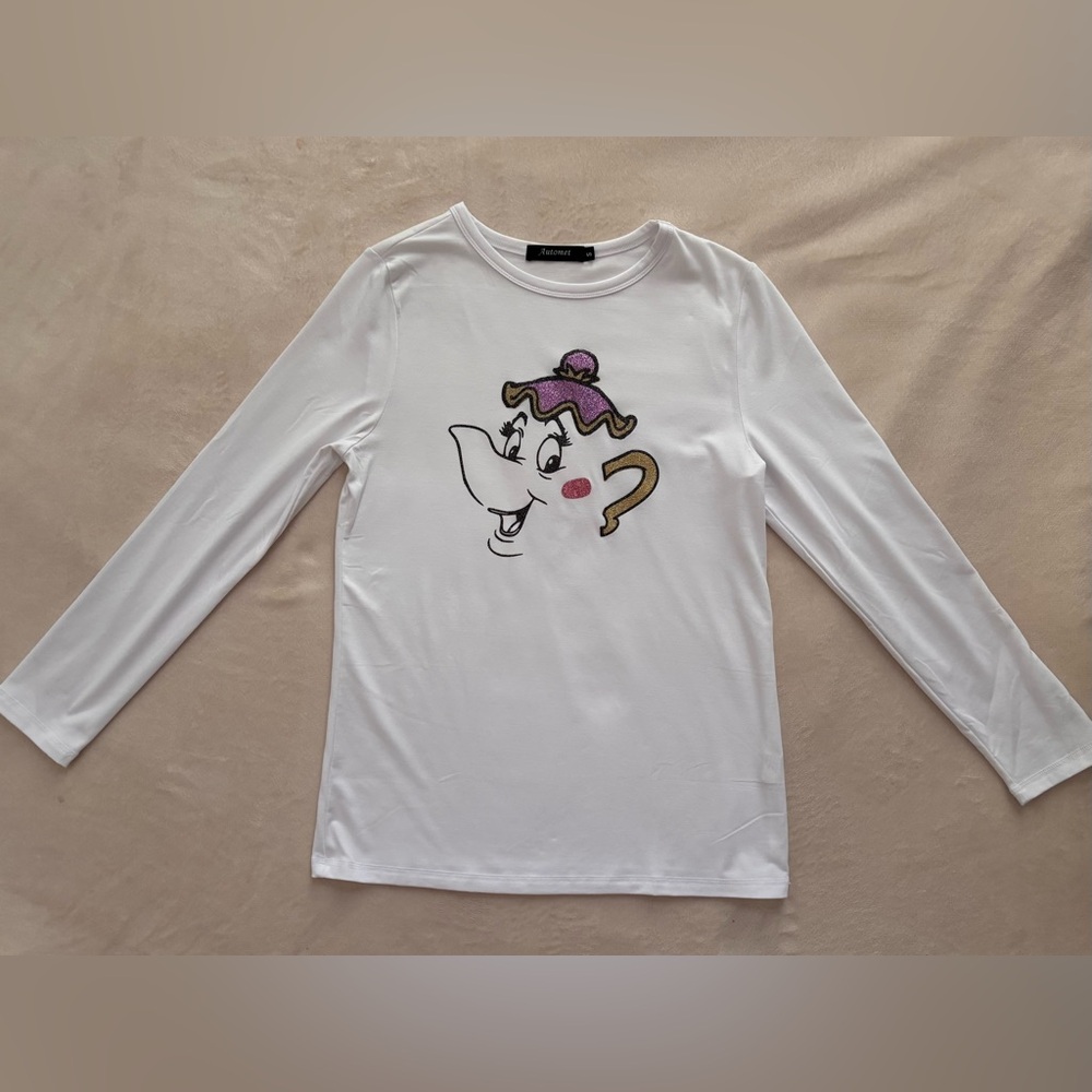 Disney Mrs. Potts Long Sleeve Shirt Size Small Perfect for Halloween Costume